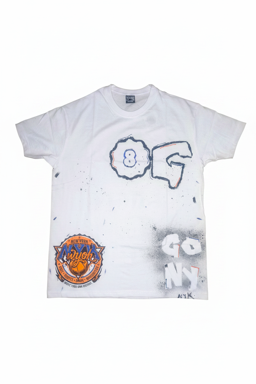 OG SUCK MY KNICK HAND PAINTED WHITE TEE